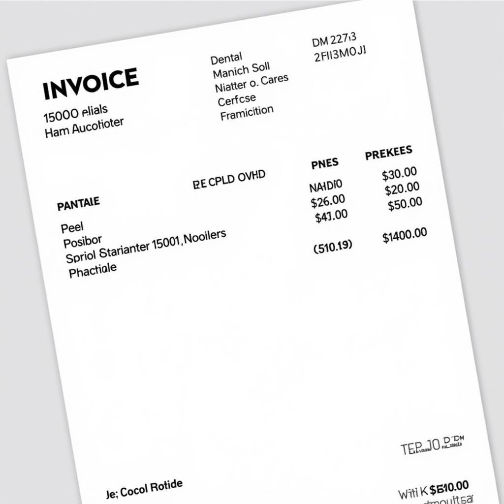 Sample car service invoice highlighting costs