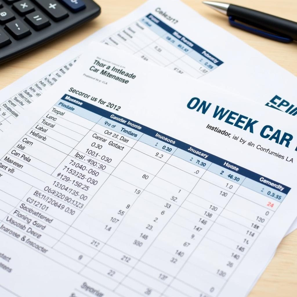 Car Service Invoice for Budgeting