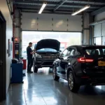 Car service in progress at a garage in Ipswich