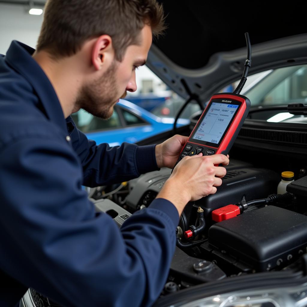 Mechanic diagnosing a car in Keswick