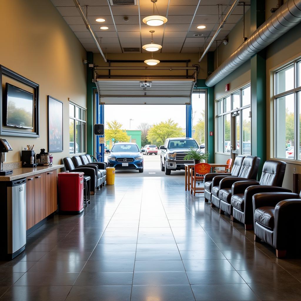 Comfortable customer waiting area at a modern car service center on Lightwood Road