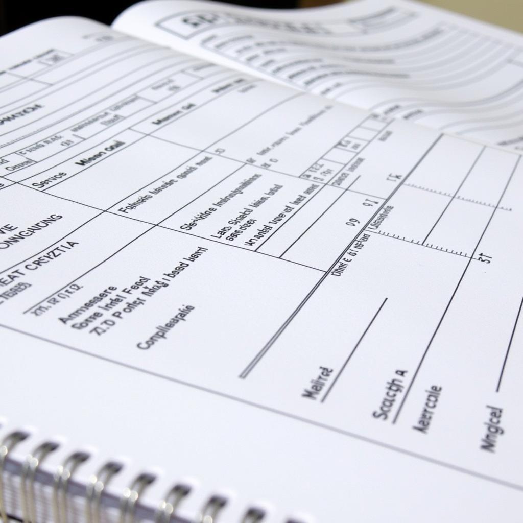 Car service log book with detailed records