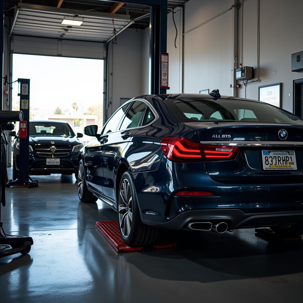 Inside a Car Service Repair Bay in Los Angeles