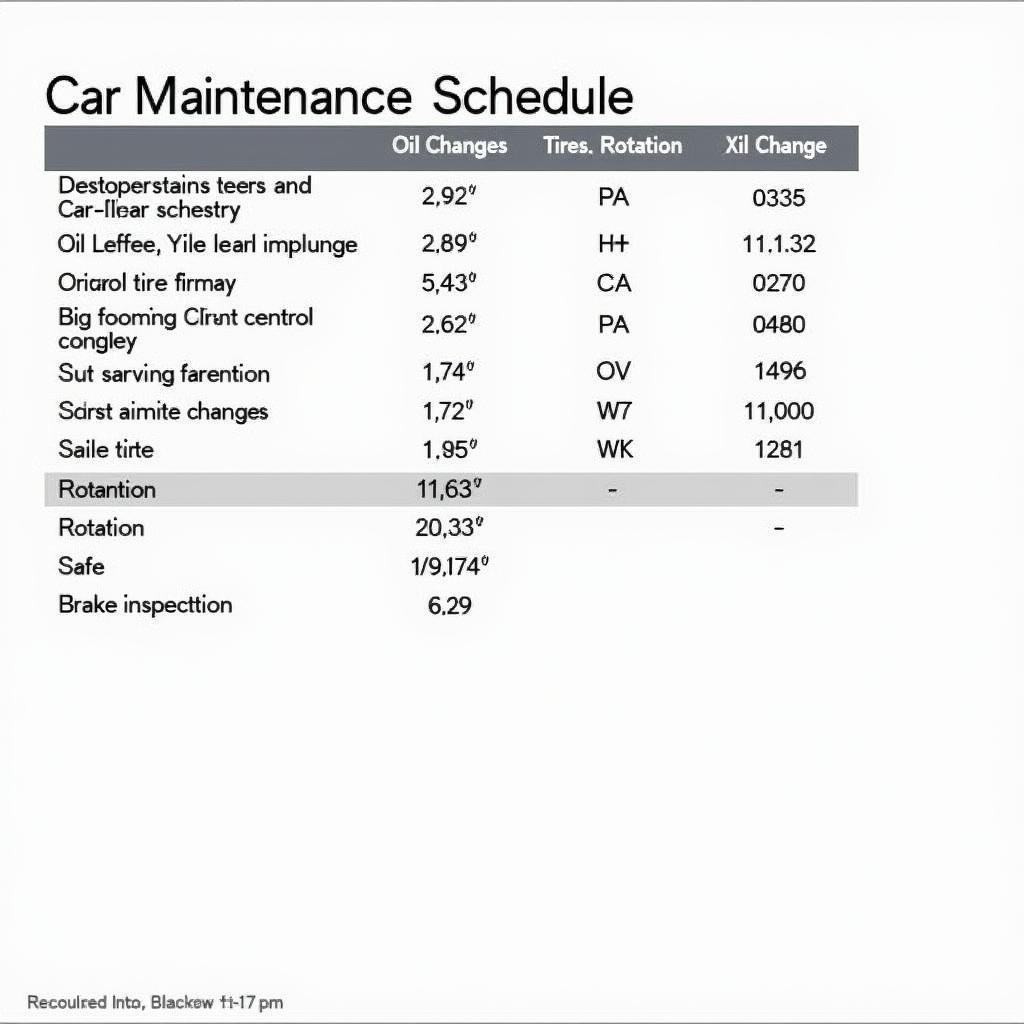 Car Service Maintenance Schedule Example