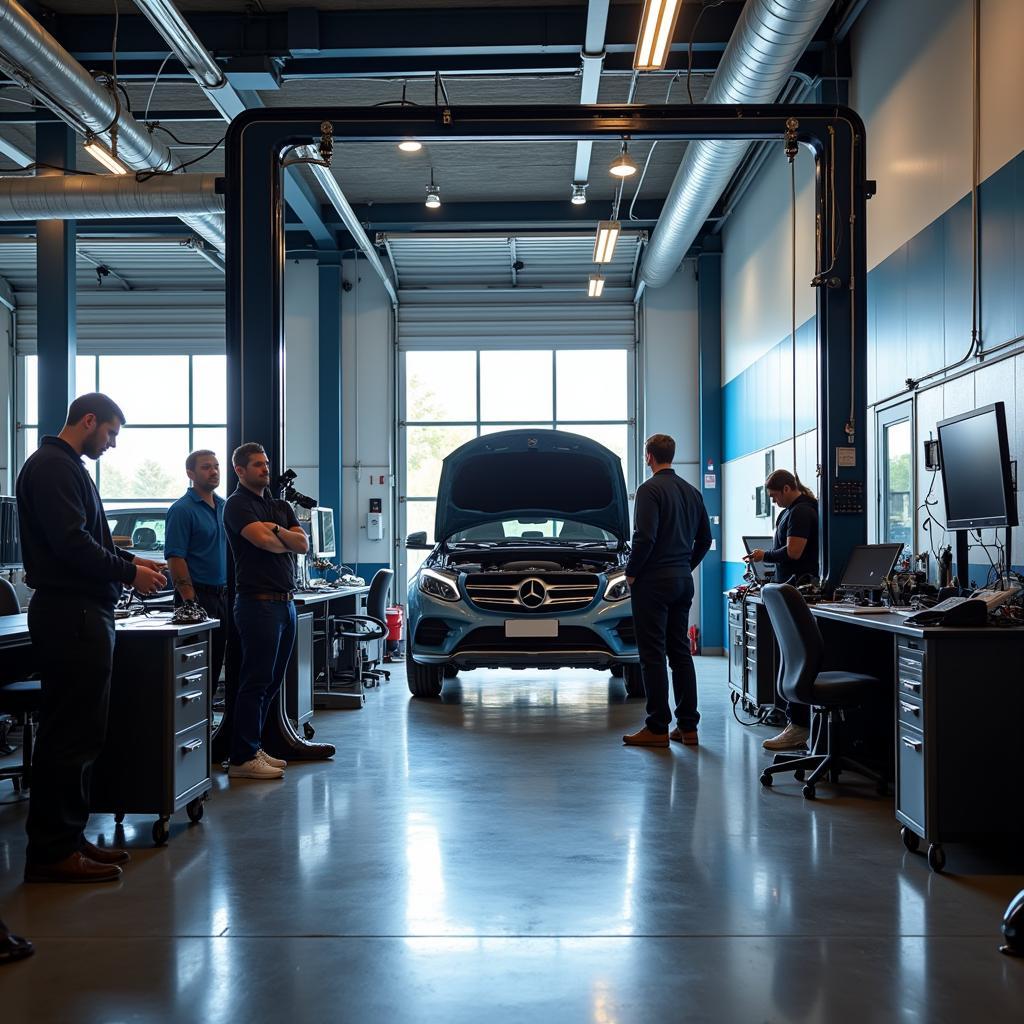 Modern car service center in Mayfield with diagnostic equipment