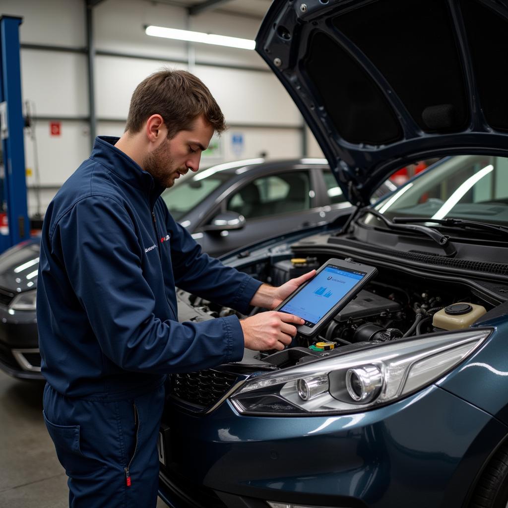 Qualified mechanic inspecting a car in Taunton