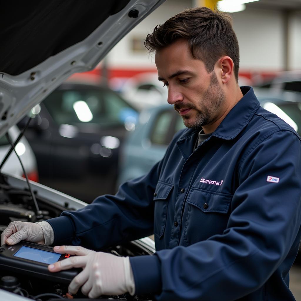 Experienced car mechanic in Medway inspecting a vehicle.