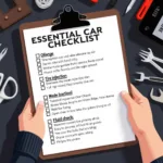 Car service checklist with essential maintenance tasks.