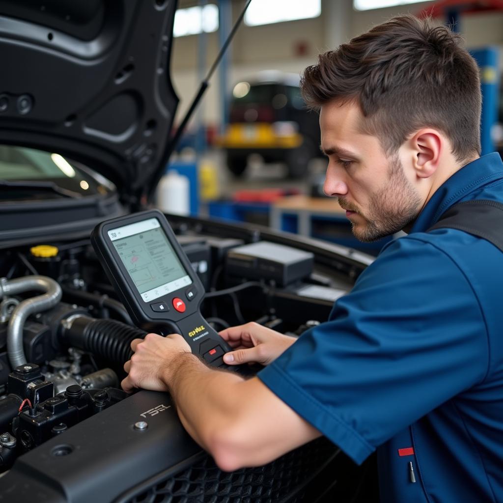 Car service Minneapolis technician performing diagnostics