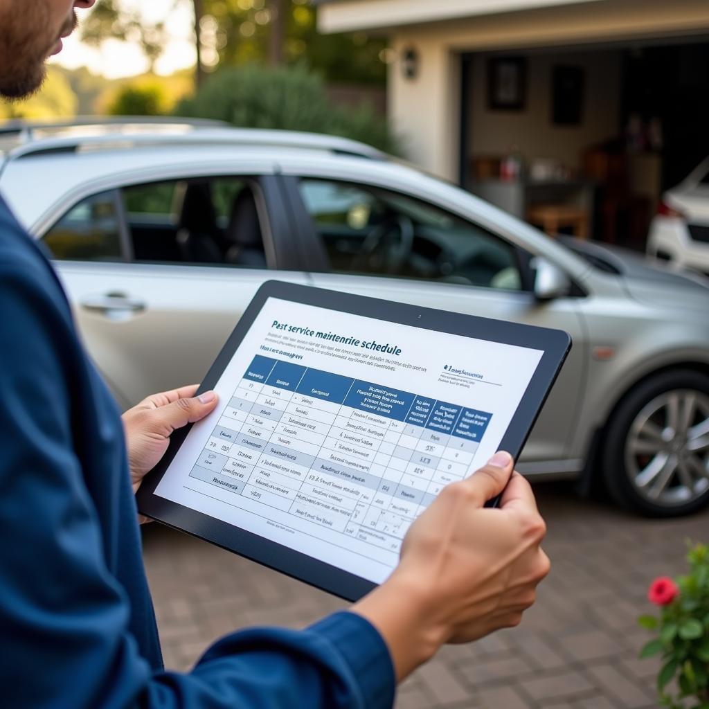 Car owner reviewing post-service maintenance schedule in Myaree.