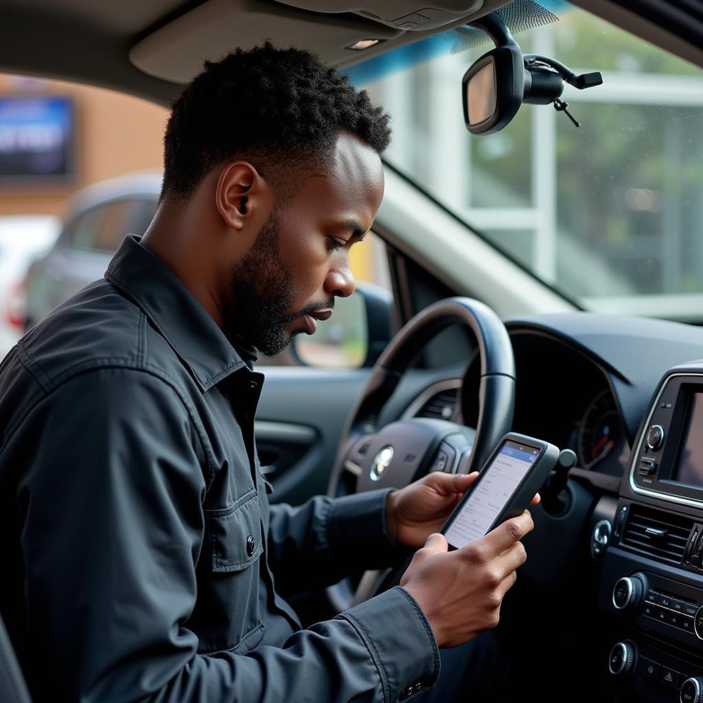 Car Service Nairobi: Mechanic Using Diagnostic Tool