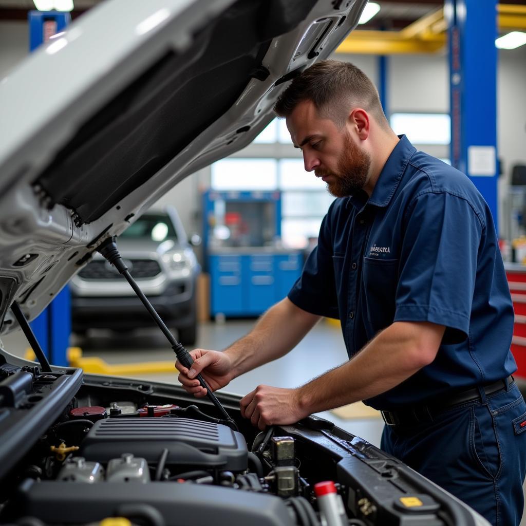 Mechanic Working on a Car Engine in New Castle, DE