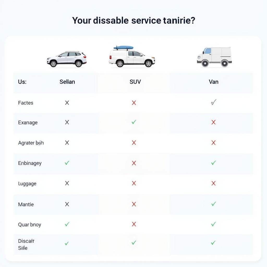 Car Service Options: Sedan, SUV, and Van