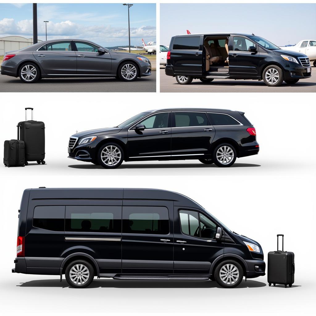 Variety of car service vehicles available for airport transfers