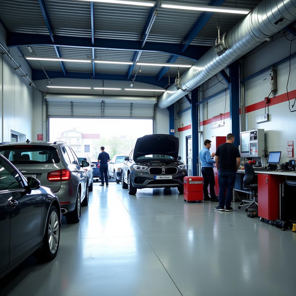 Modern car service garage in Prague