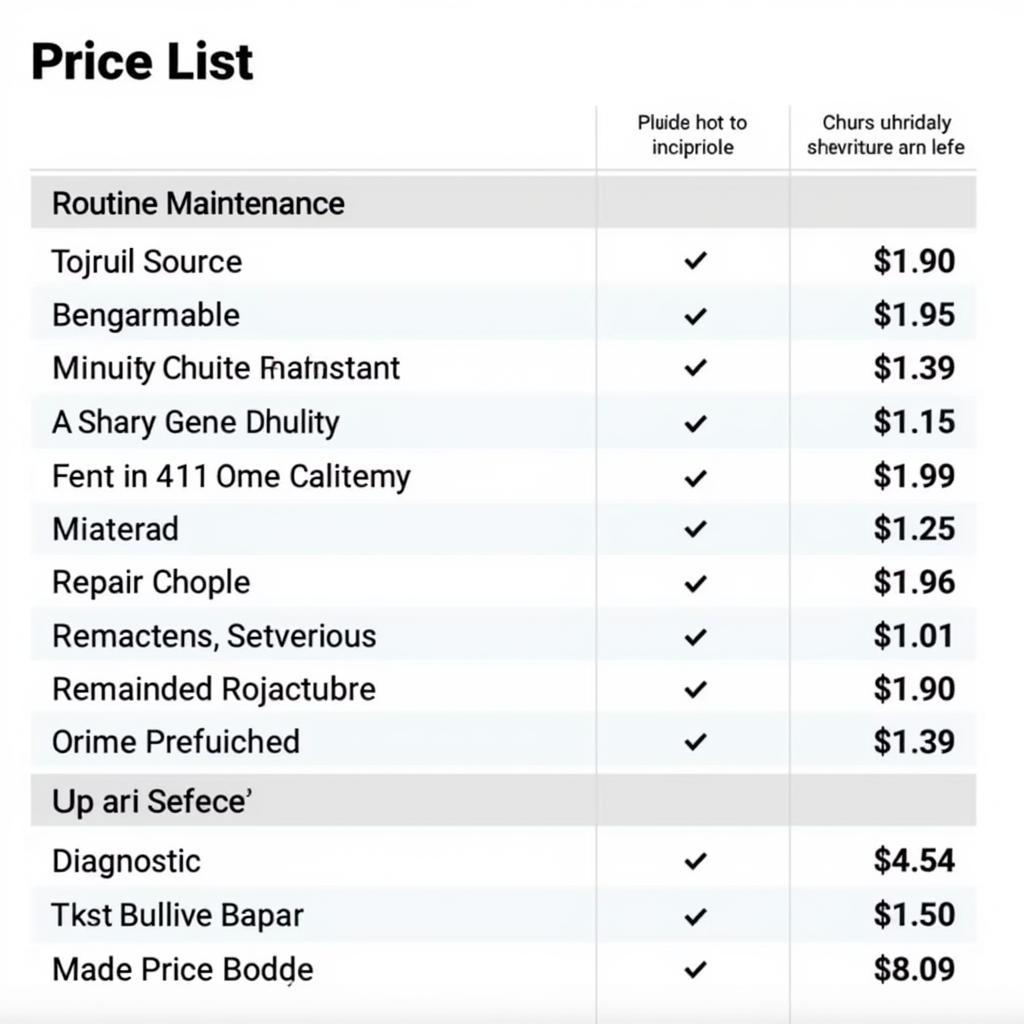 Car Service Price List in Poppleton