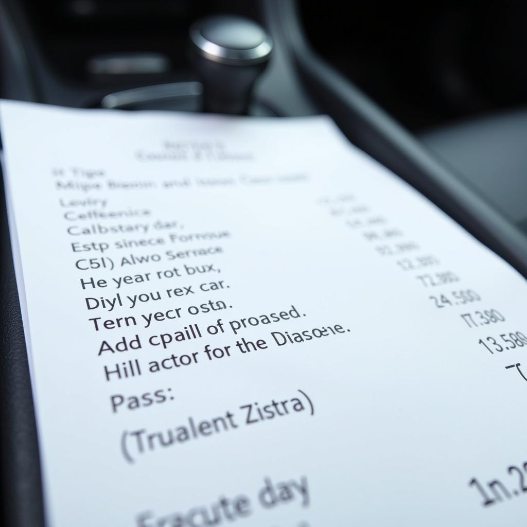 Car Service Receipt with Tip Line