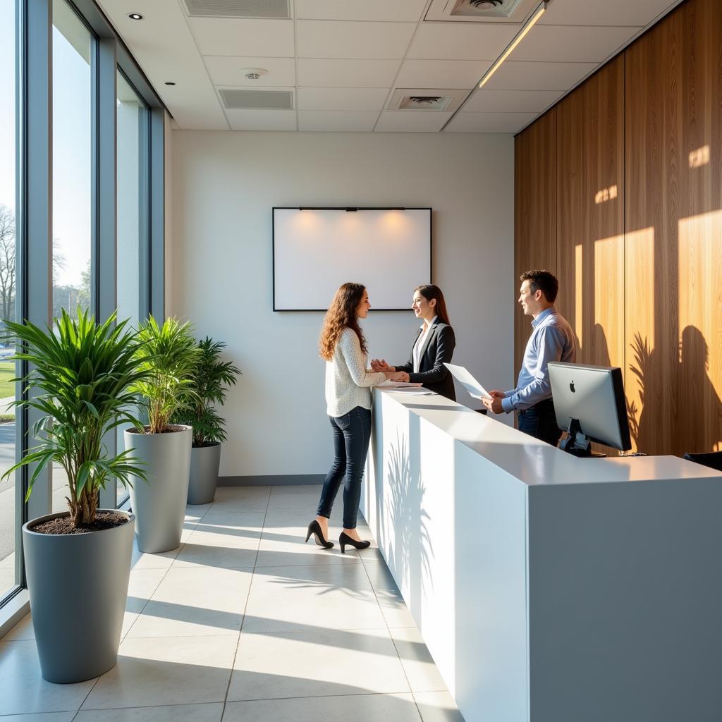 Welcoming reception area of a car service centre