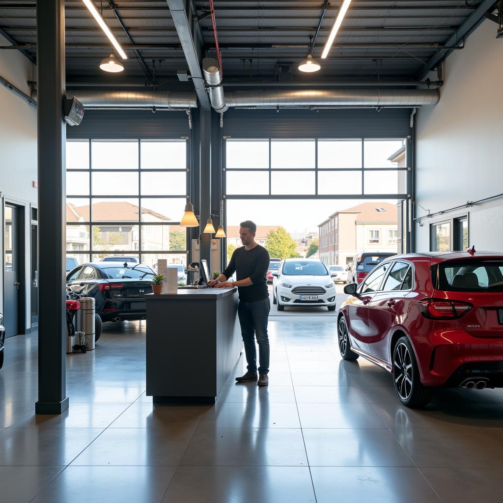 Welcoming Reception Area of a Car Service Center in Norwich