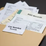 Car service records in a file folder