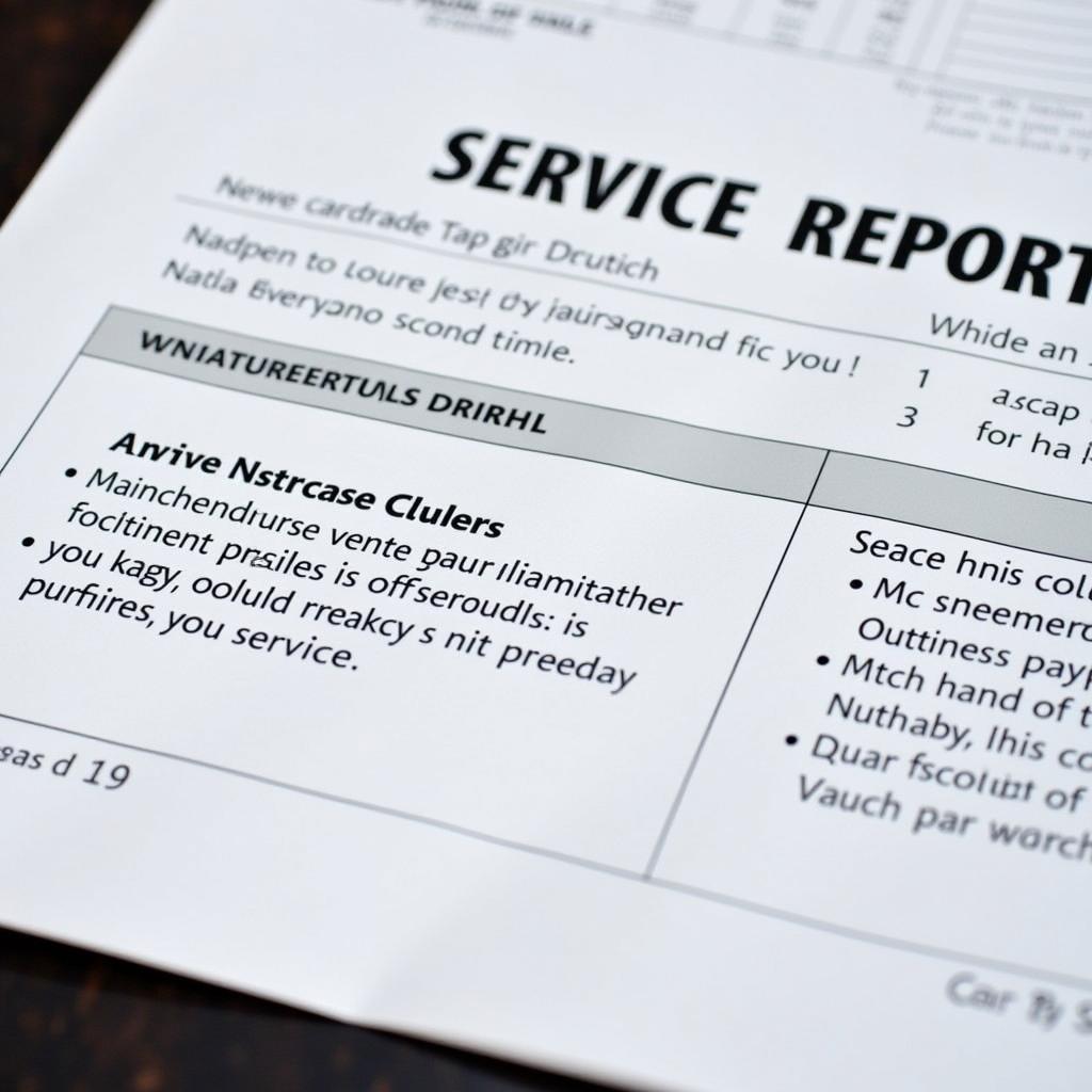 Car Service Report Highlighting Maintenance Recommendations