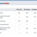 Car service review website with comparison table