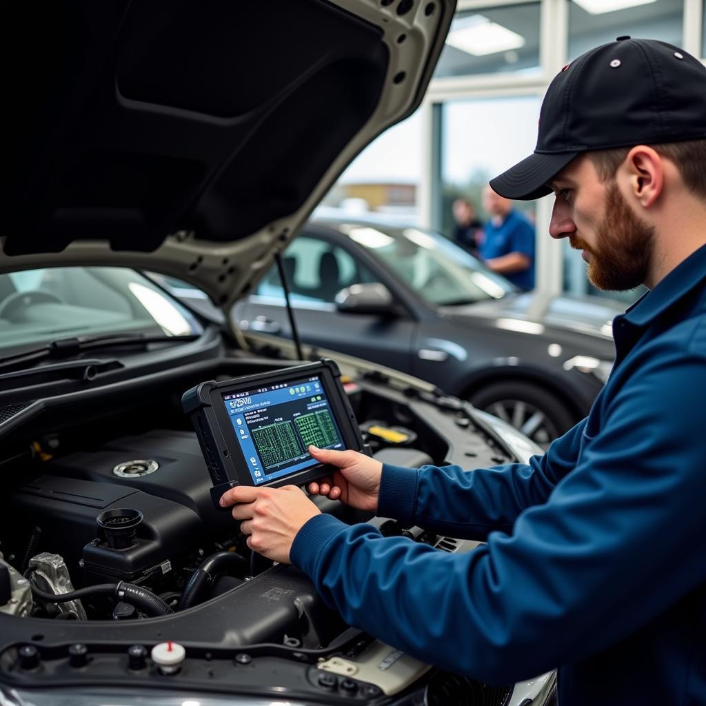 Car Service Spalding - Mechanic Performing Engine Diagnostics