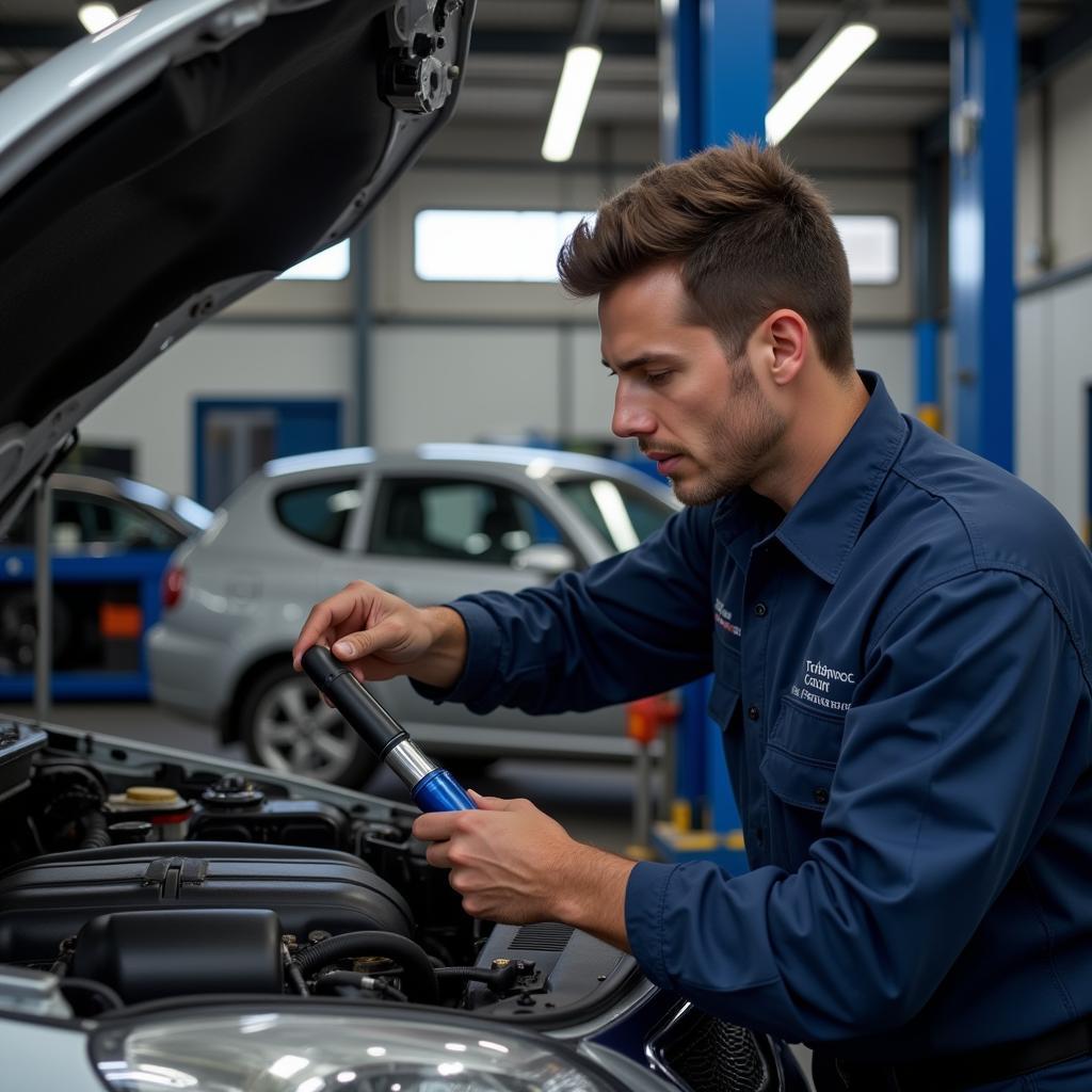 Experienced car mechanic inspecting a vehicle in 11208 Brooklyn