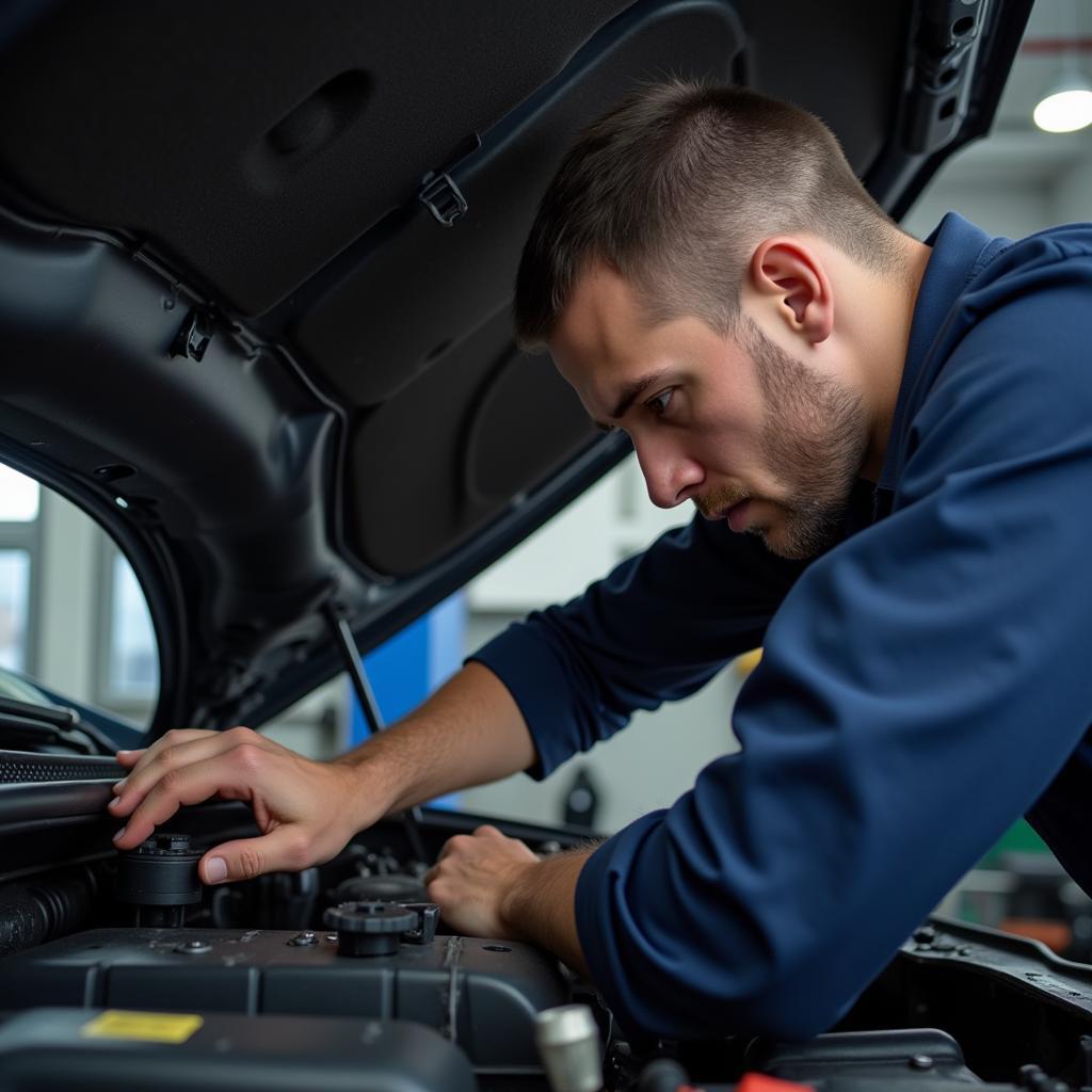 Car Service Technician at Work