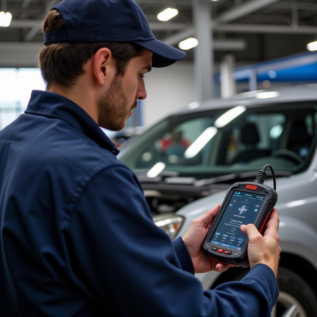 Experienced car service technician in Bushey diagnosing a car problem