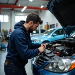 Car Service Technician at Work