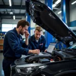 Car Service Technicians Working