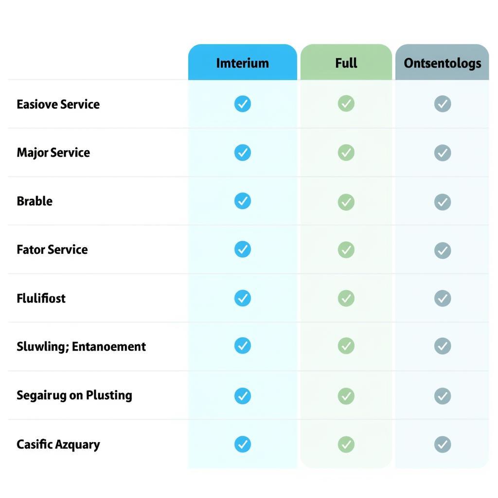 Car Service Types and Estimated Time