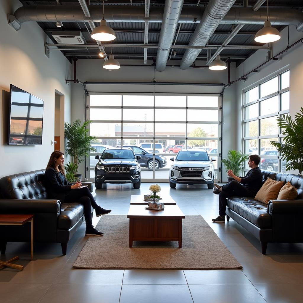 Comfortable waiting area in a car service center