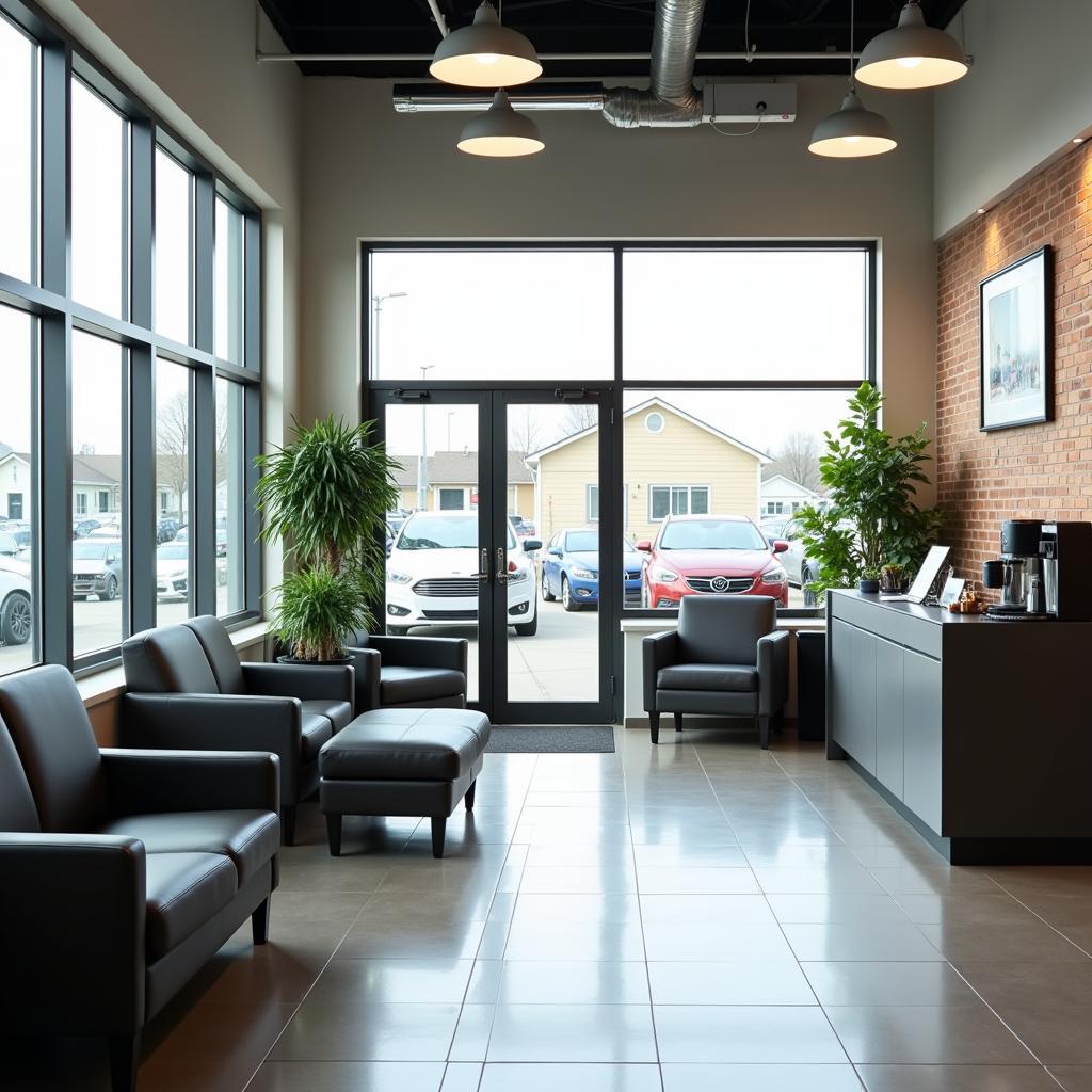 Comfortable waiting area at a car service center