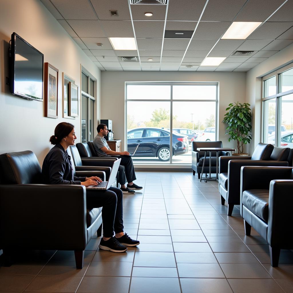 Comfortable and modern waiting area in a car service center