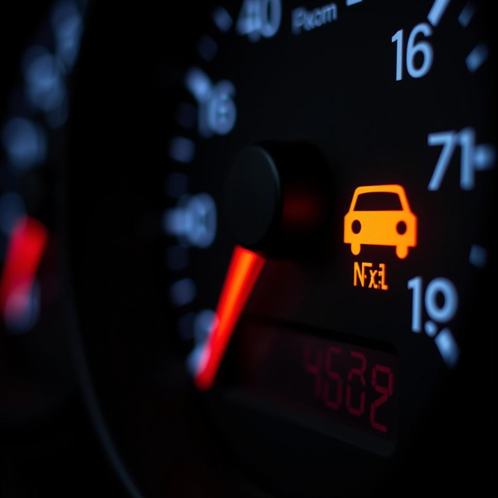 Car Dashboard with Warning Light