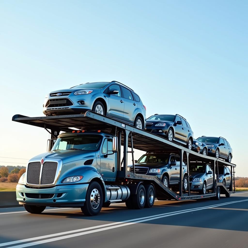 Car Transport Truck on Highway