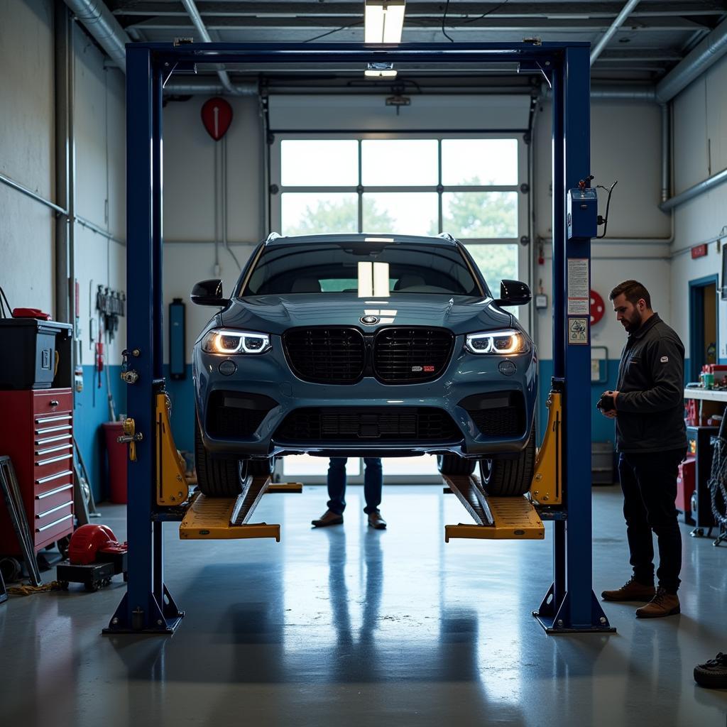 Car Undergoing Full Service Inspection