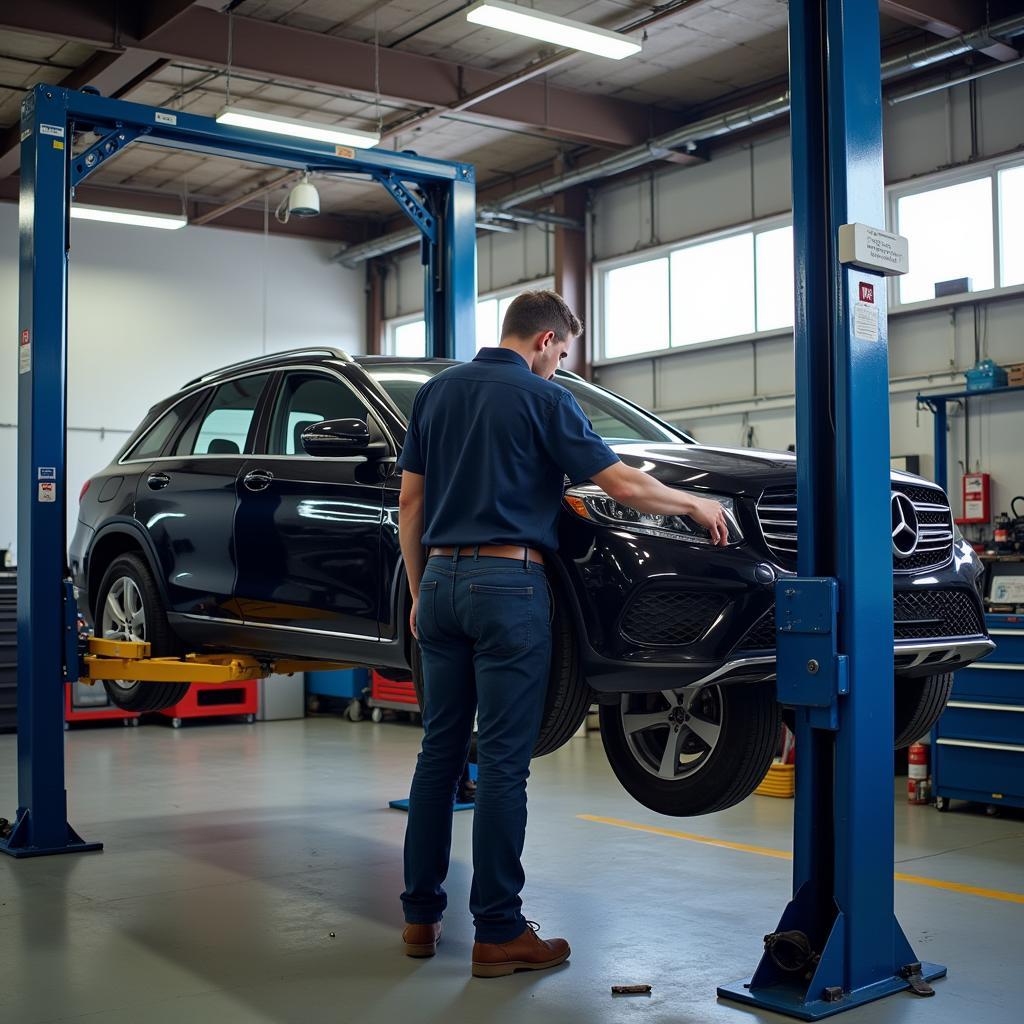 Car undergoing routine maintenance