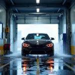 Car Being Washed in a Self-Service Bay