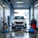 Professional Car Wash Equipment in a Brightly Lit Bay