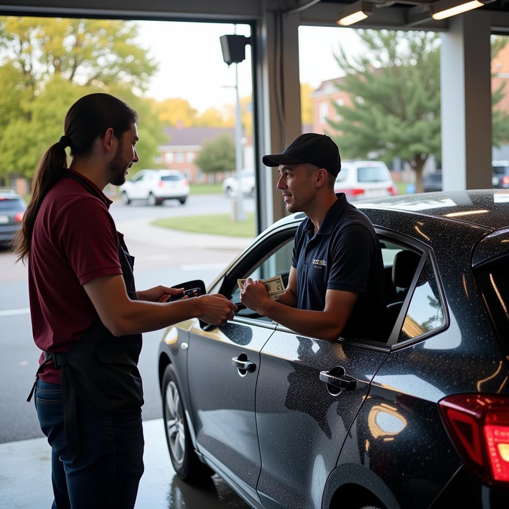 Customer Paying for Car Wash