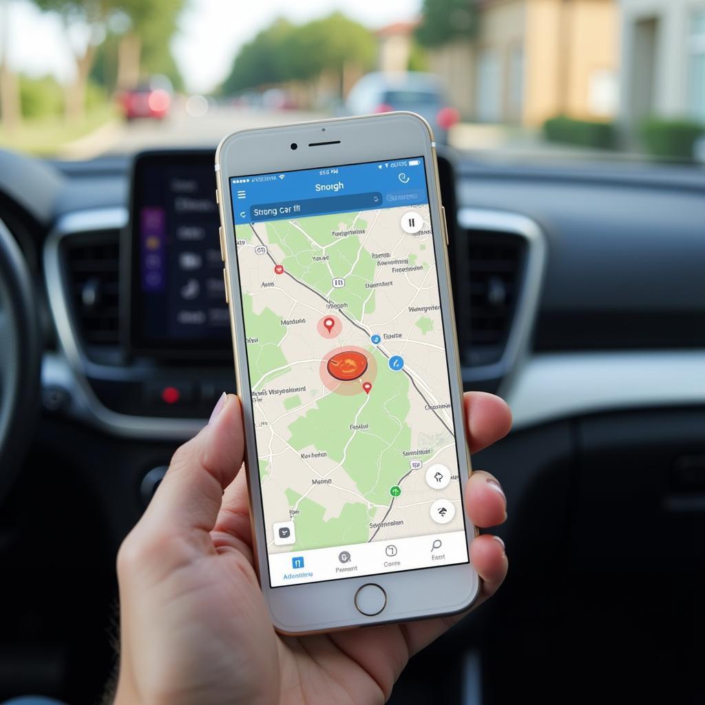 smartphone displaying car wifi coverage map