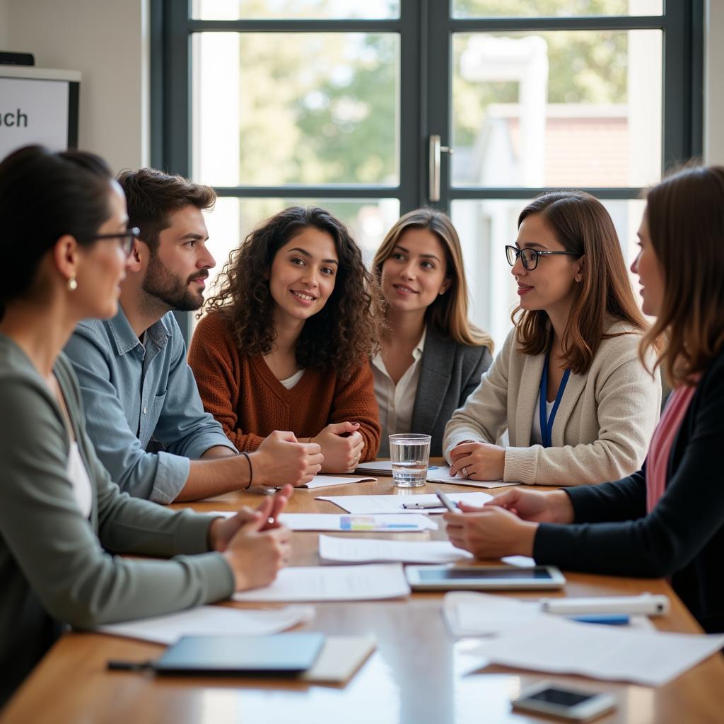 Care coordinators and service providers in a meeting