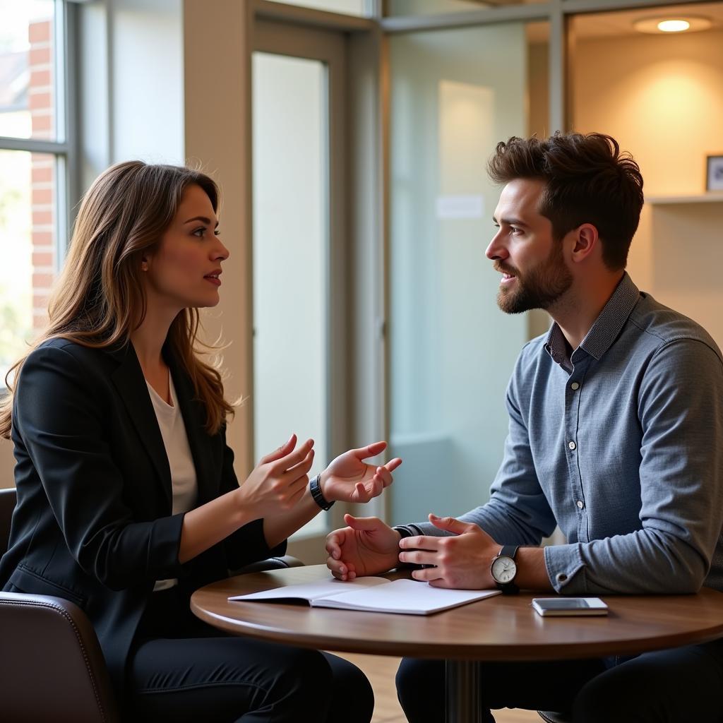 Career coach meeting with a client