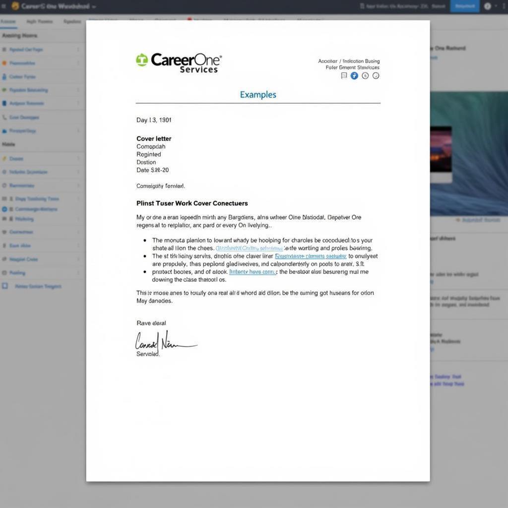 Career One Services Cover Letter Example
