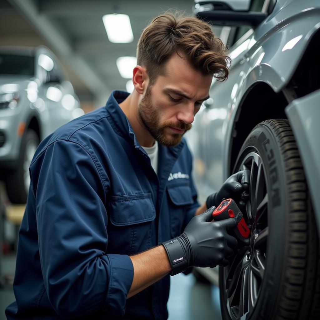 Certified Mechanic Performing Car Service