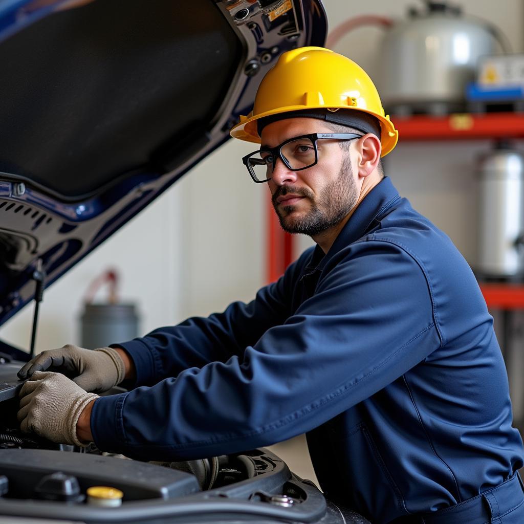 Certified Technician Performing AC Service