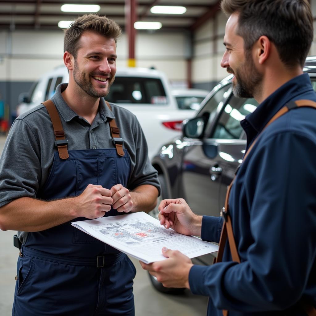 Charleville mechanic discussing car repair options with a customer